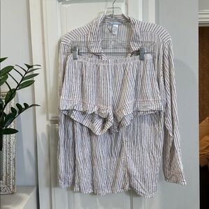 Eberjey Striped Shortie Short PJ Set Size Small Viscose 2 pc Long Sleeve Pajama